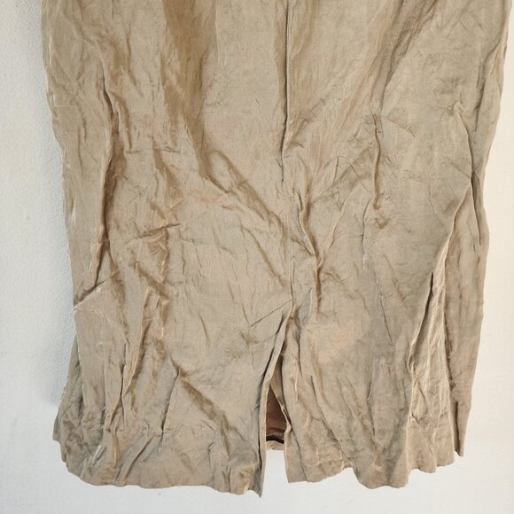 Burberry Gold Strapless Dress Size 4 Back Zip Solid Wrap Front - Picture 6 of 10